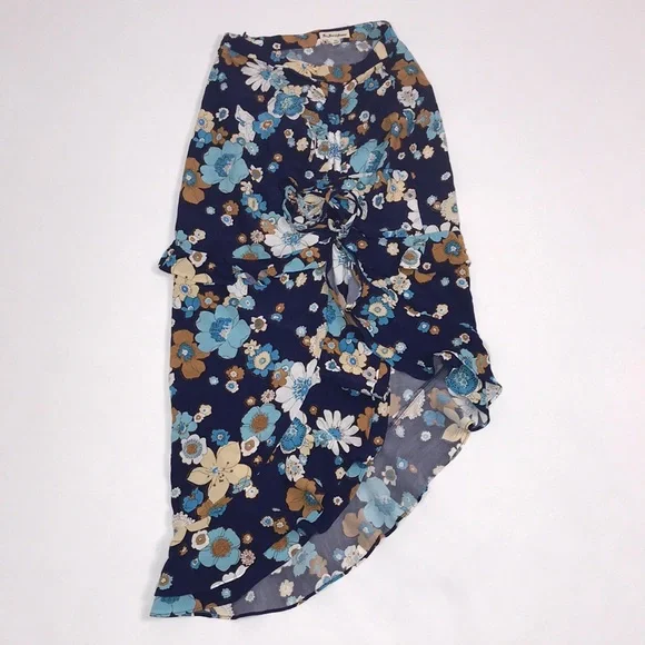 For love and lemons magnolia shirred midi skirt XS